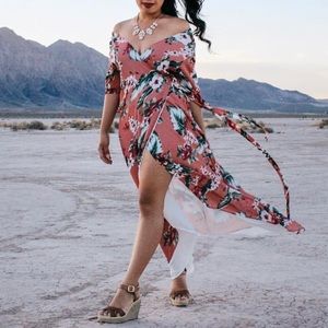 Hawaiian Print Wrap Maxi